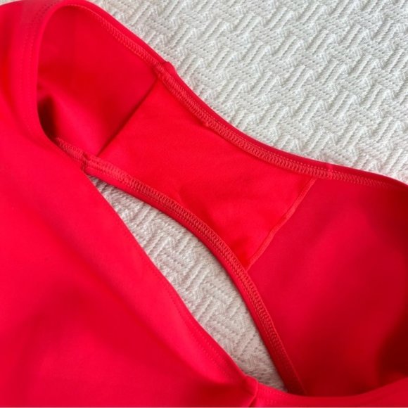 Asos river island frill assymetric swimsuit in neon barbie pink and coral - Picture 8 of 16